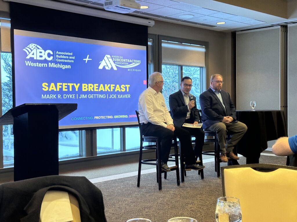 Presenters speaking at the ABC West Michigan: Safety Breakfast event